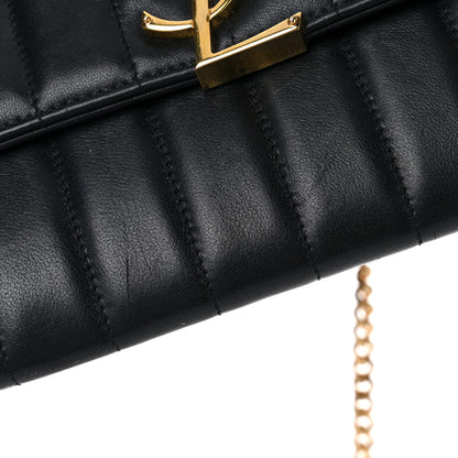 Saint Laurent Lambskin Matelasse Monogram Vicky Chain Wallet Black 23 of 24