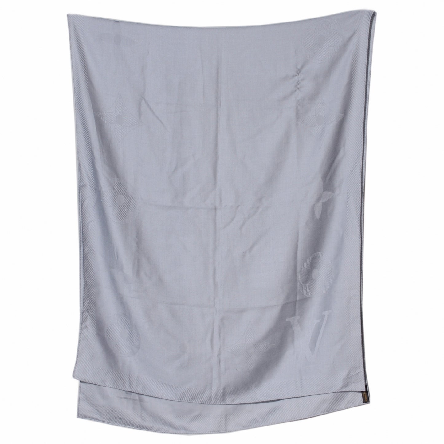 Etole Jali Silk Cashmere Monogram Shawl Grey
