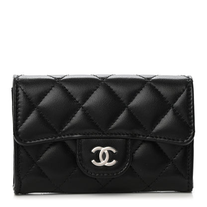 Chanel Lambskin Quilted Flap Card Holder Wallet Black 1 of 9