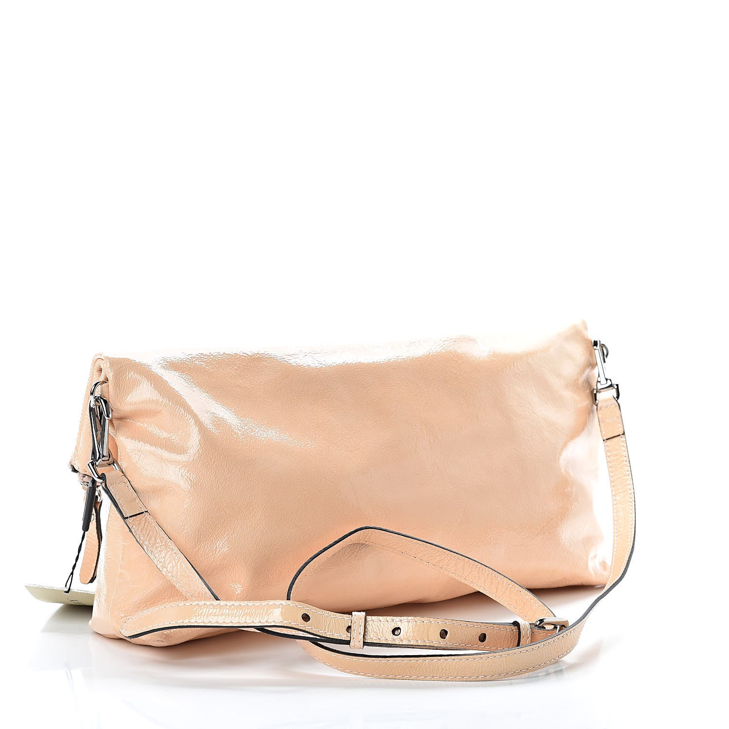 Burberry Patent Fold Over Crossbody Beige 3 of 11