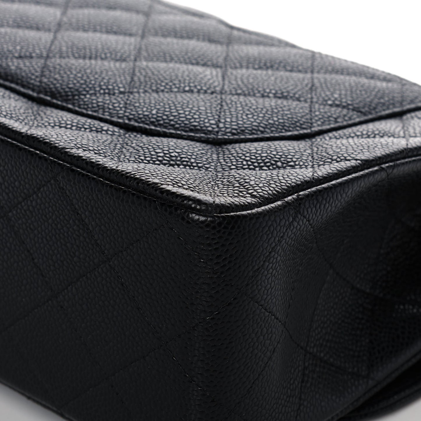 Caviar Quilted Jumbo Double Flap Black