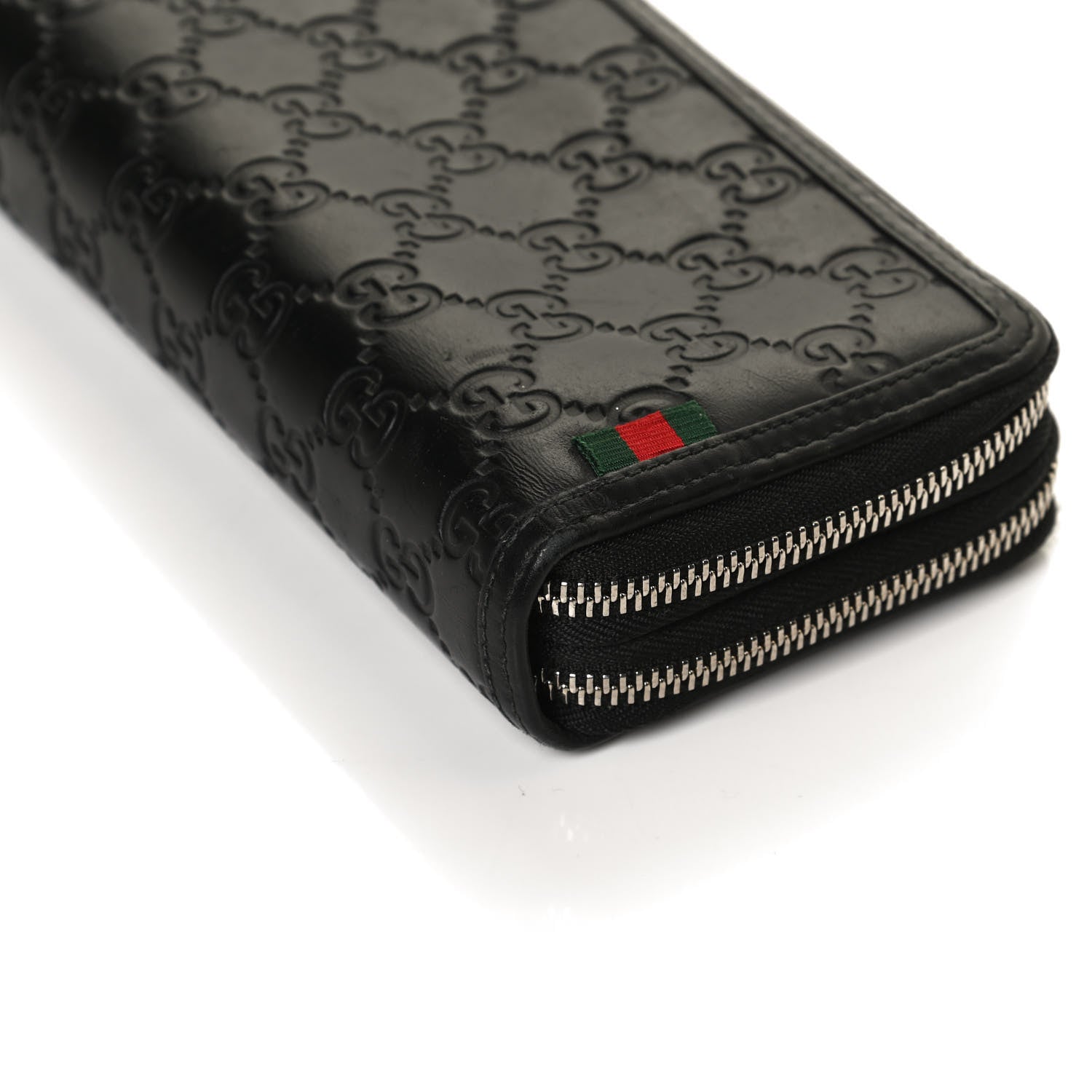 Gucci Guccissima Large Double Zip Around Wallet Black 10 of 11