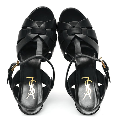 Saint Laurent Calfskin Tribute 75 Platform Sandals 37 Black 2 of 11