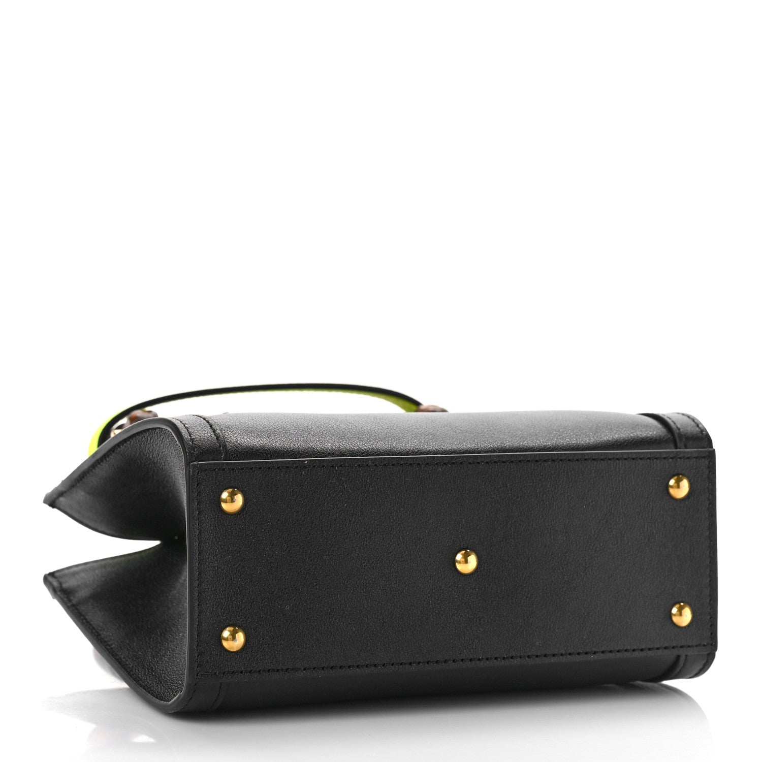 Gucci Wonka Grain Calfskin Mini Diana Tote Bag Black Yellow Fluo 4 of 9
