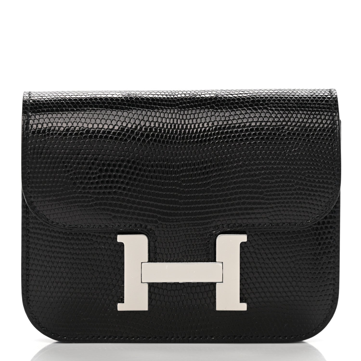 Hermes Lizard Constance Slim Wallet Black 2 of 8