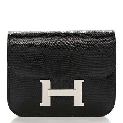Hermes Lizard Constance Slim Wallet Black 2 of 8