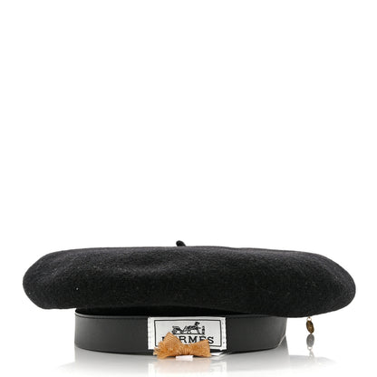 Hermes Merinos Wool Felt Felicity Beret Hat 57 Black 6 of 9
