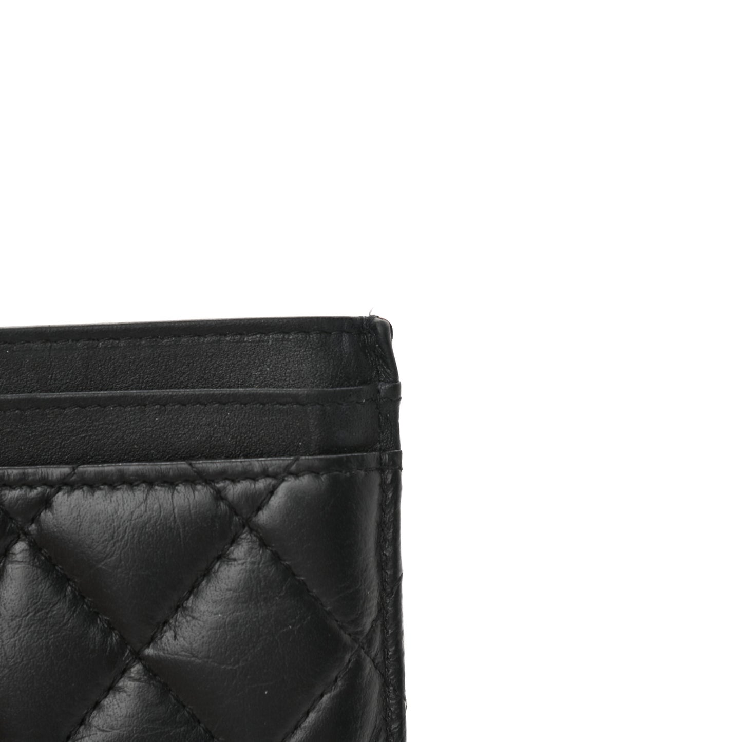 Aged Calfskin Quilted Lucky Charms Reissue Card Holder Black
