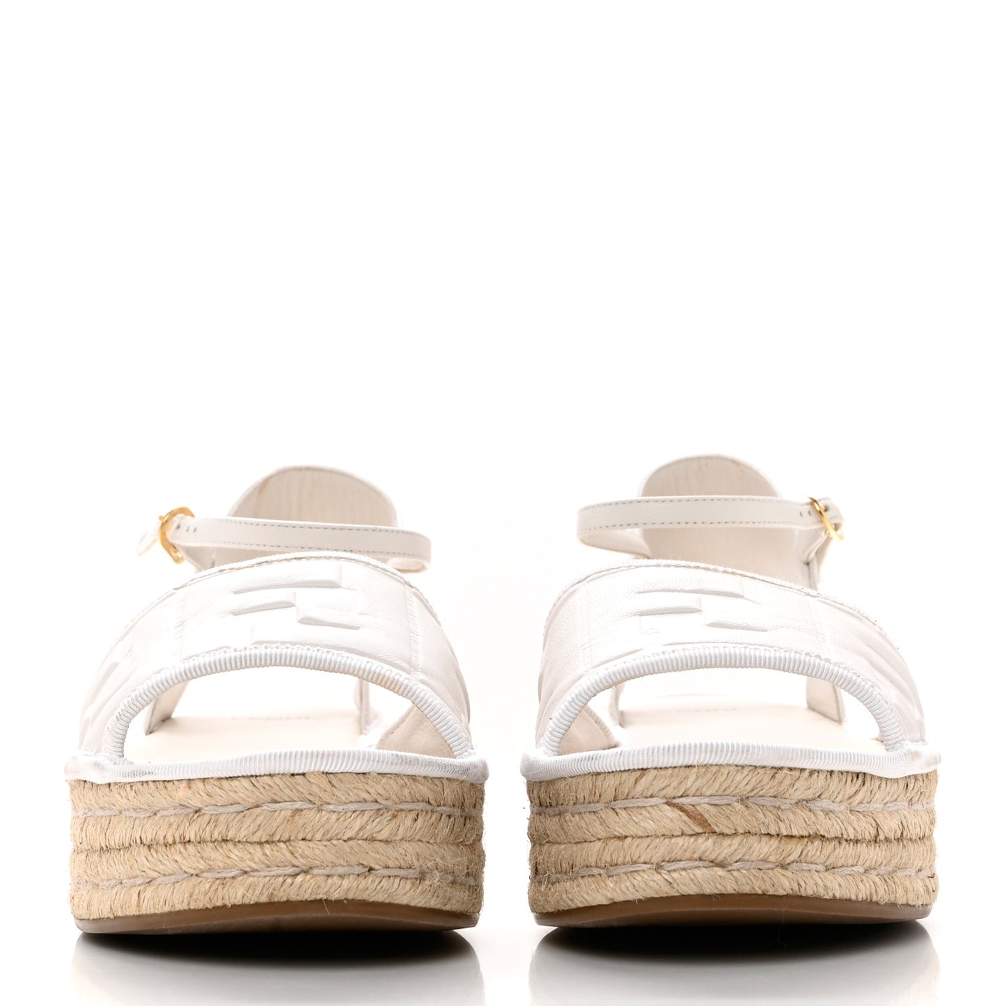 Nappa FF Embossed Espadrille Platform Sandals 37 Snow