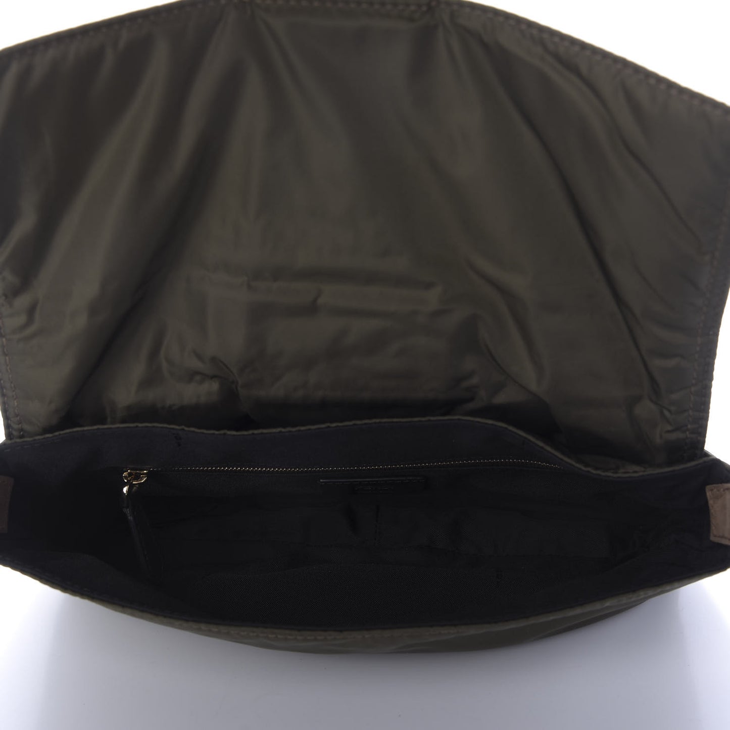 Nylon Dolmias Vitello Grace FF Puffer Belt Baguette Bag Military Brown Tortora