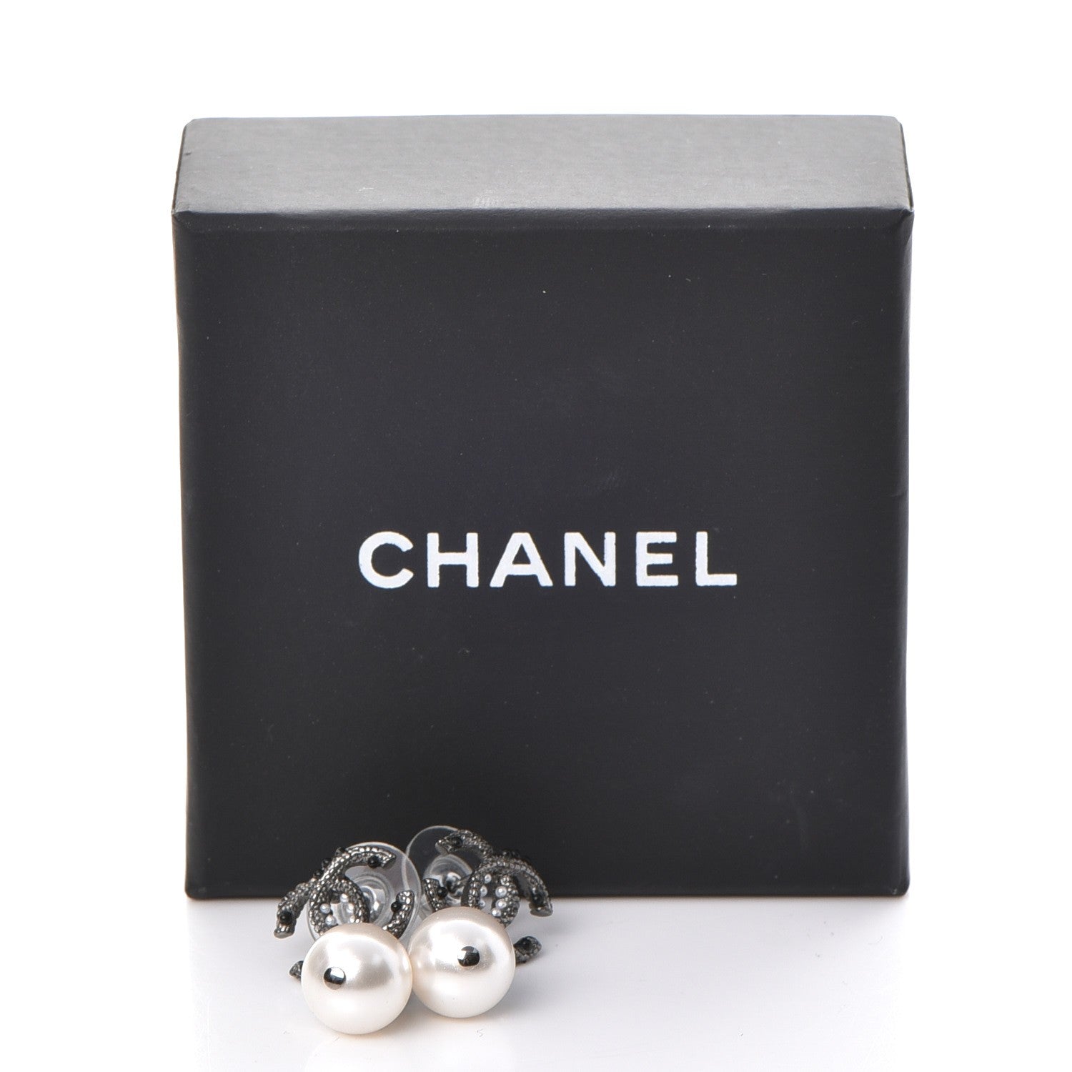 Chanel Ruthenium CC Pearl Drop Earrings 6 of 6