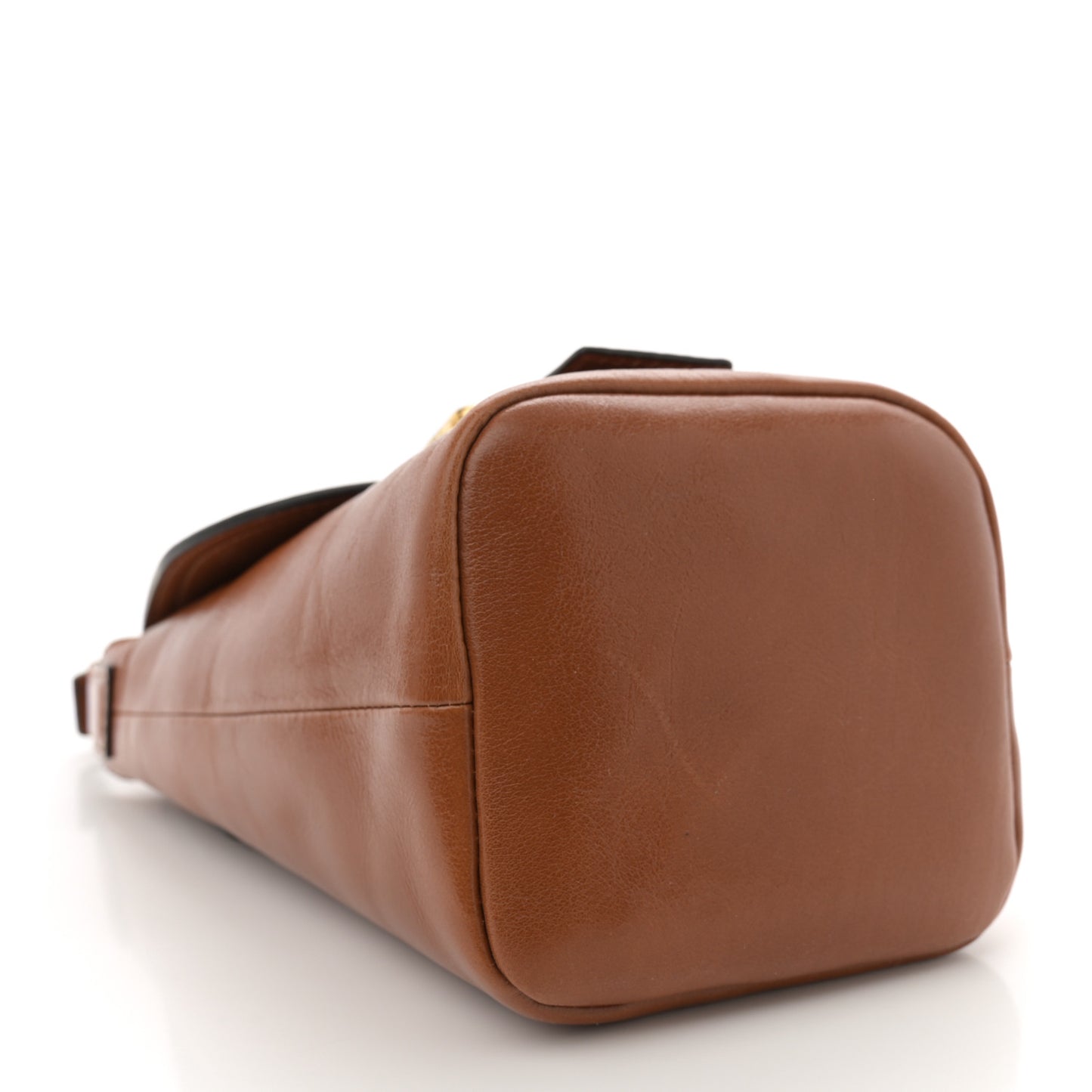 Shiny Calfskin Mini Saddle Bag Clay Brown
