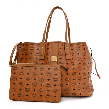 MCM Visetos Large Liz Reversible Shopper Tote Cognac 1 of 15