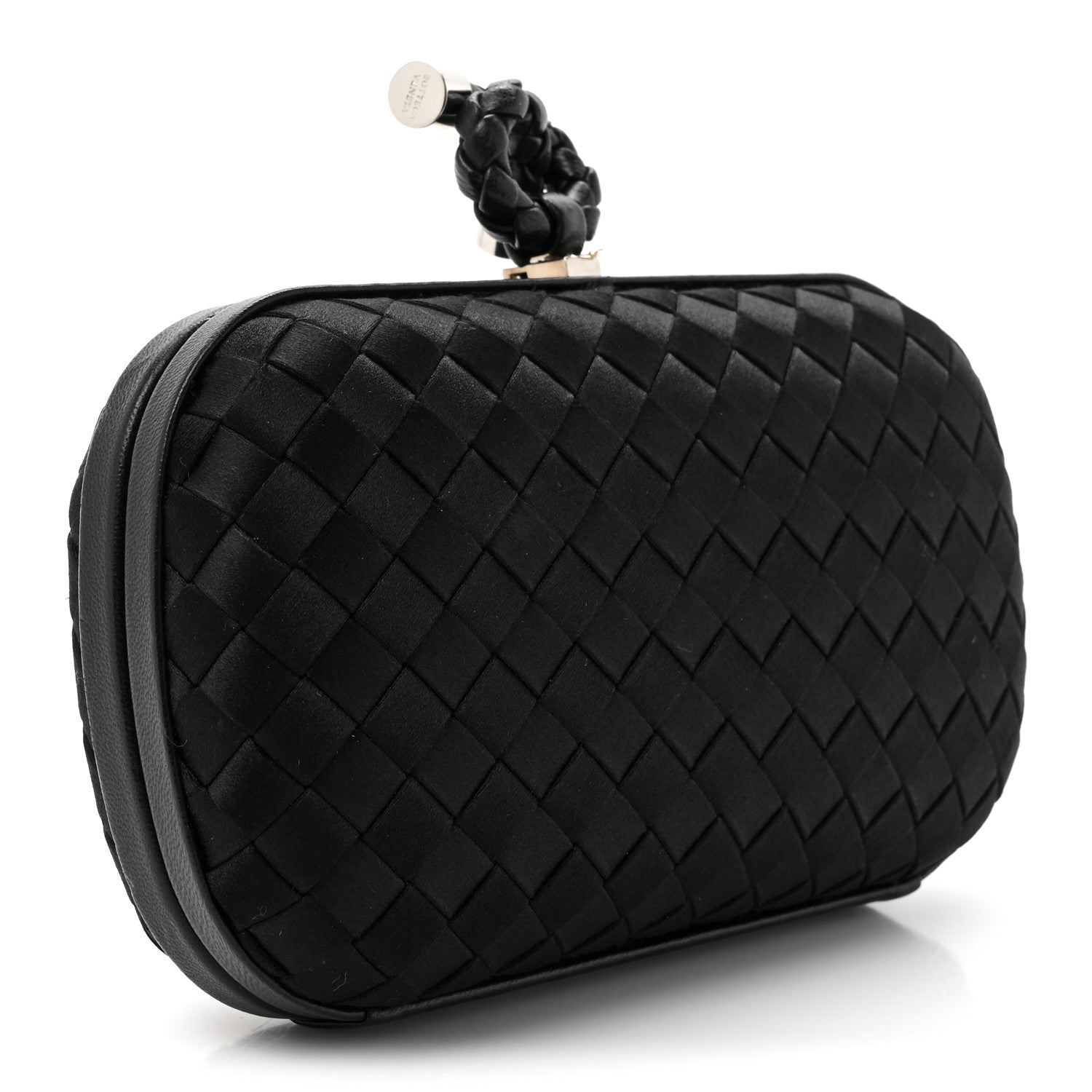 Bottega Veneta Satin Intreccio Impero Knot Clutch Black 3 of 7