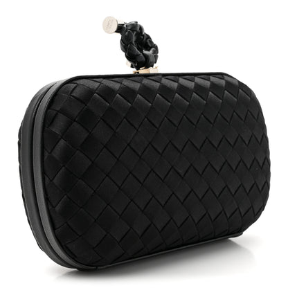 Bottega Veneta Satin Intreccio Impero Knot Clutch Black 3 of 7