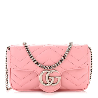 Gucci Calfskin Matelasse Super Mini GG Marmont Shoulder Bag Wild Rose 1 of 11