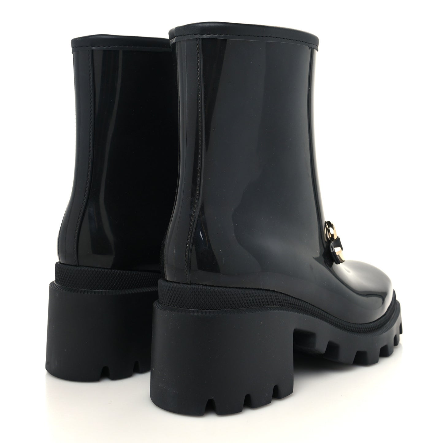 Rubber Womens Horsebit Ankle Boots 36 Black