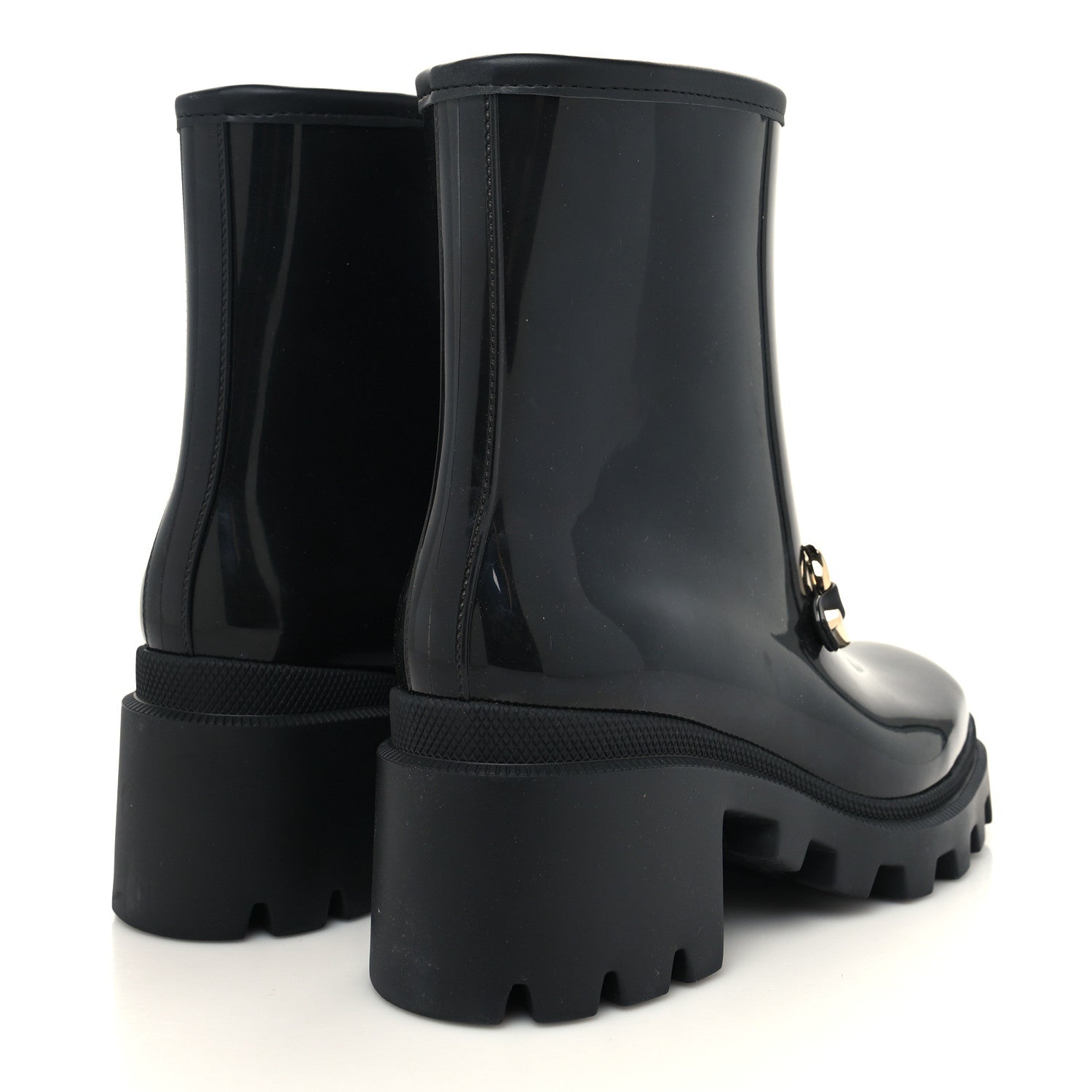 Gucci Rubber Womens Horsebit Ankle Boots 36 Black 4 of 8