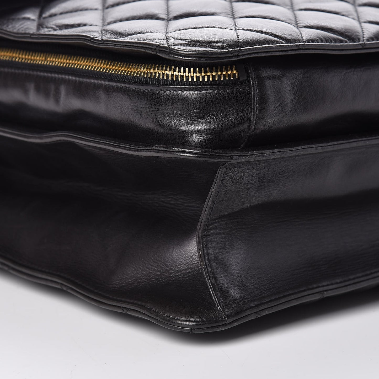 Lambskin Quilted Briefcase Laptop Bag Black