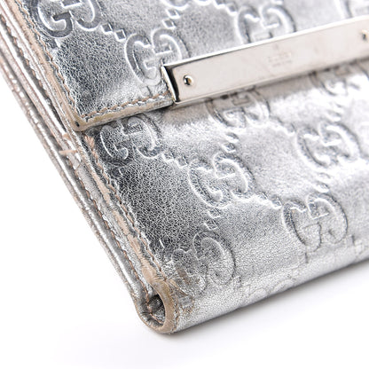 Gucci Metallic Guccissima Metal Bar French Flap Wallet Silver 8 of 13