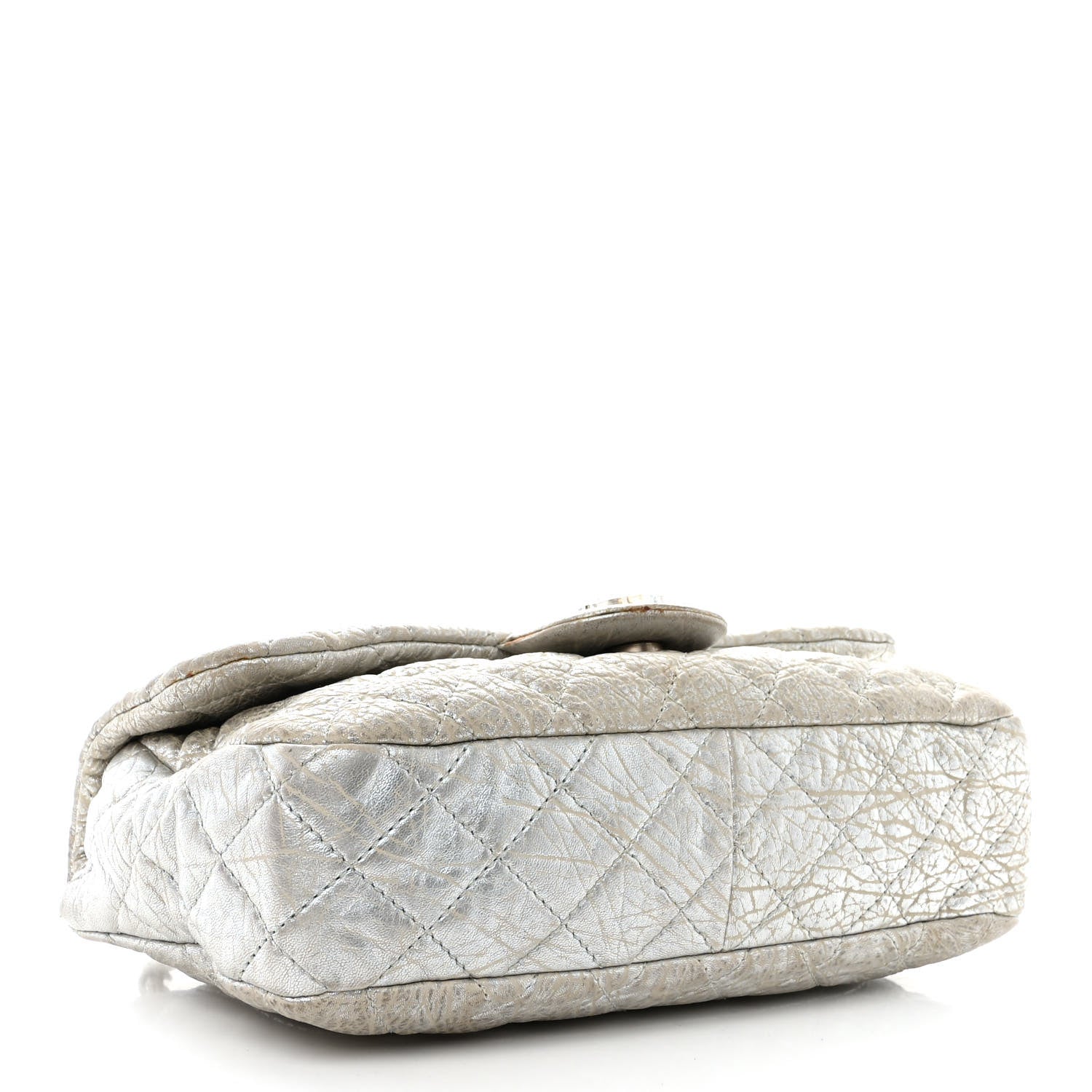 Chanel Calfskin Mirror CC Crackled Flap Silver 4 of 16