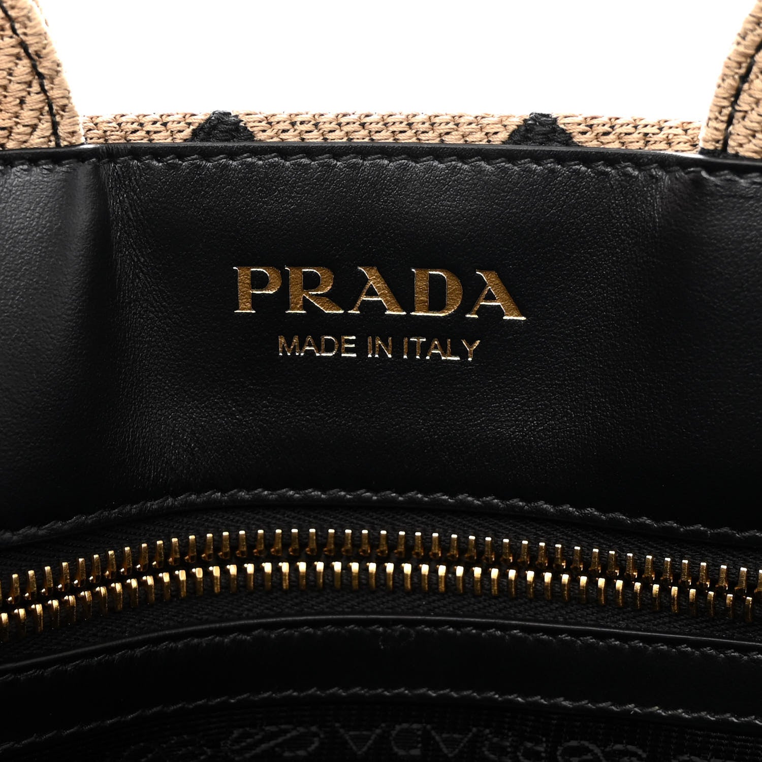 Prada Jacquard Saffiano Triangolo Symbole Embroidered Small Tote Black Corda 6 of 9