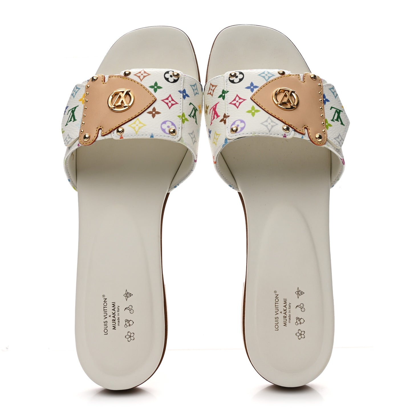 LV X TM Monogram Multicolor Frame Flat Mule Sandals 38 White Multicolor