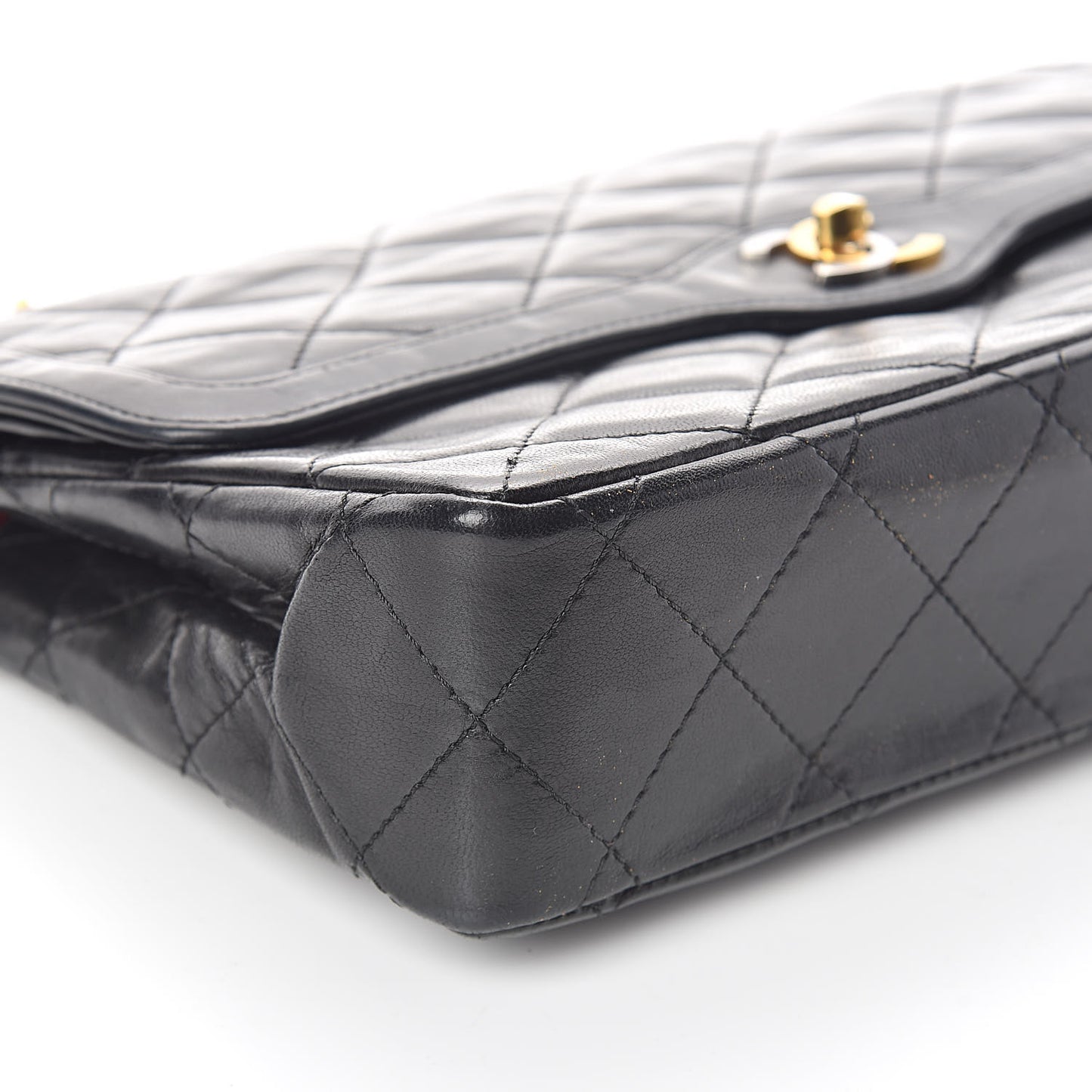 Lambskin Quilted Medium Double Flap Black