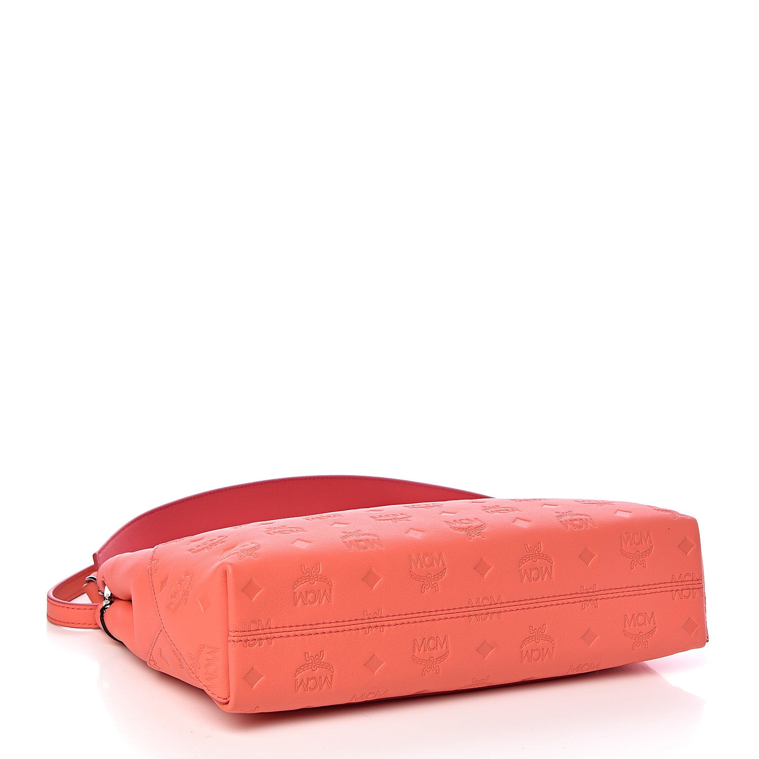 MCM Calfskin Ottomar Monogram Medium Klara Hobo Hot Coral 4 of 10