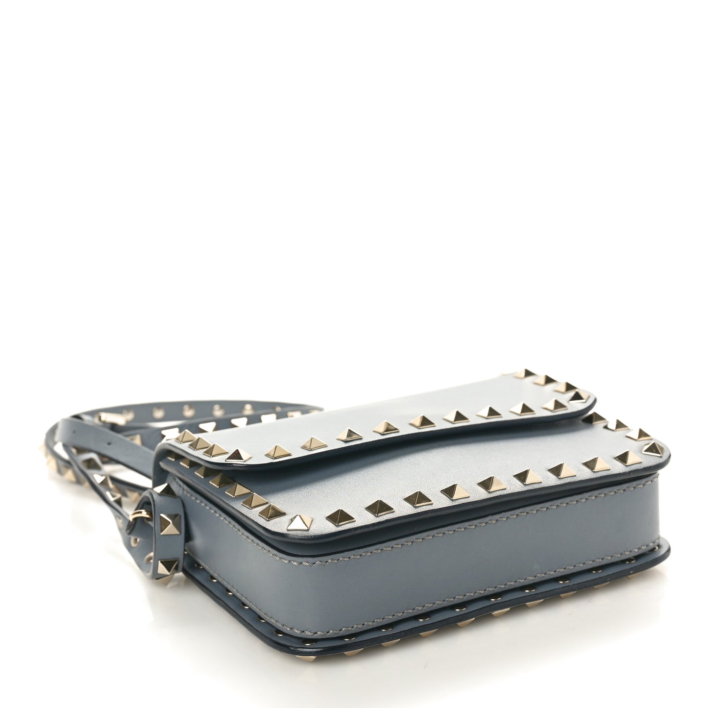 Vitello Rockstud Flap Crossbody Bag Stone