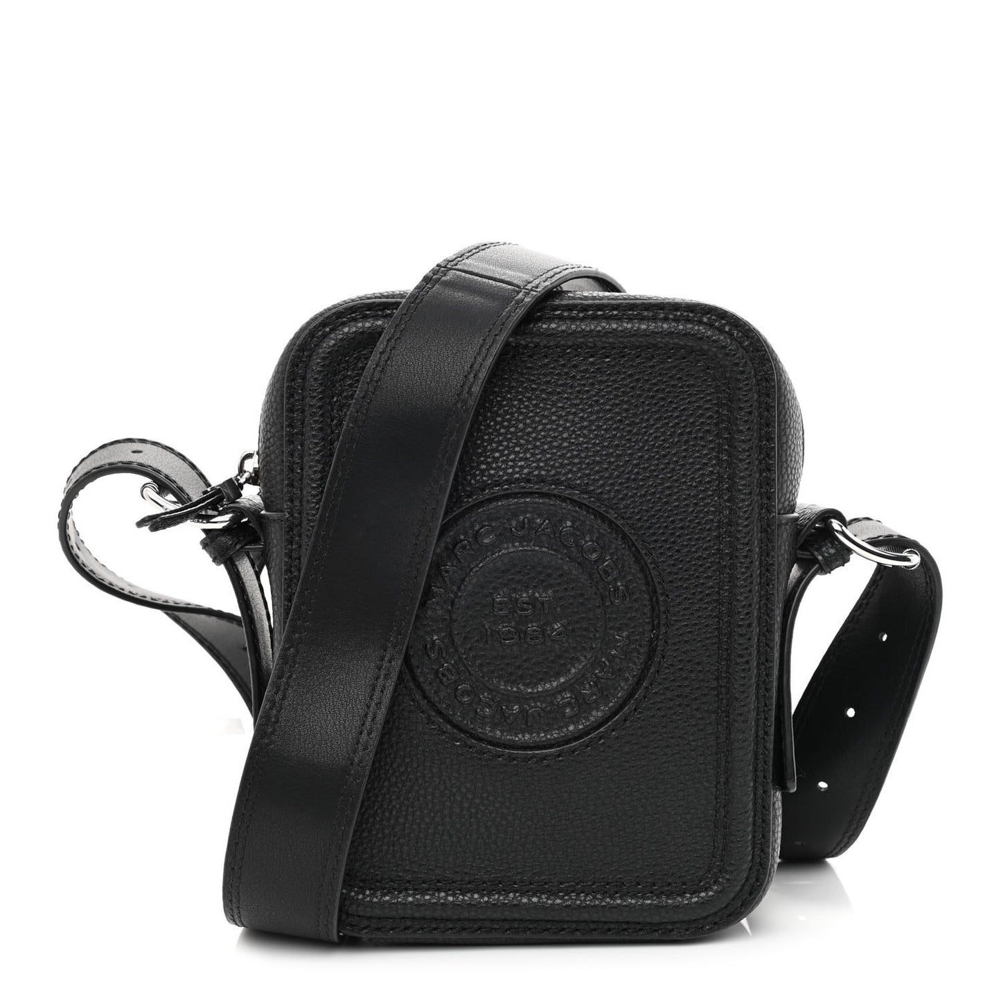 Calfskin Signet Stitched Crossbody Bag Black