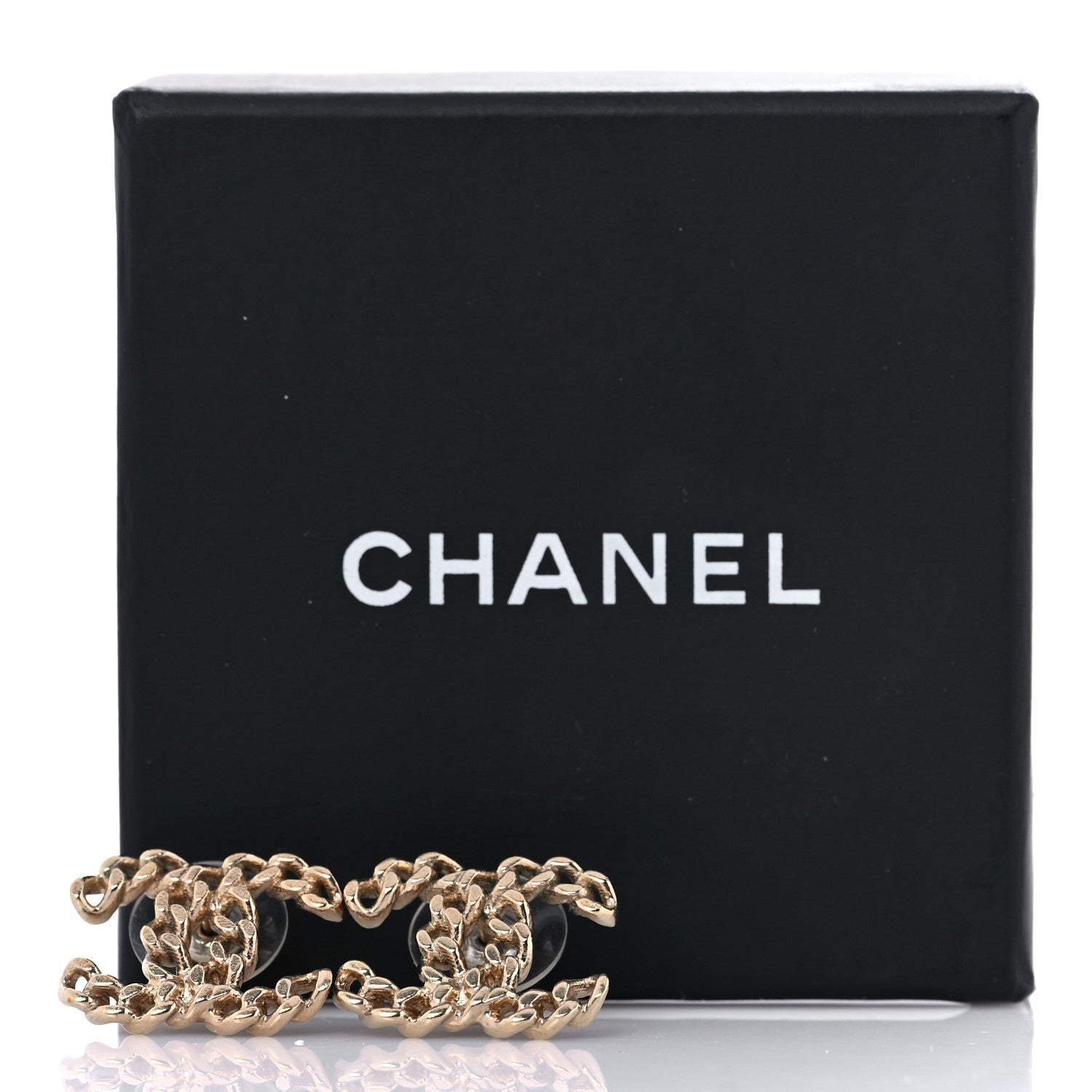 Chanel Metal Chain Link CC Earrings Gold 5 of 5