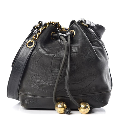 Chanel Lambskin CC Drawstring Shoulder Bag Black 1 of 14