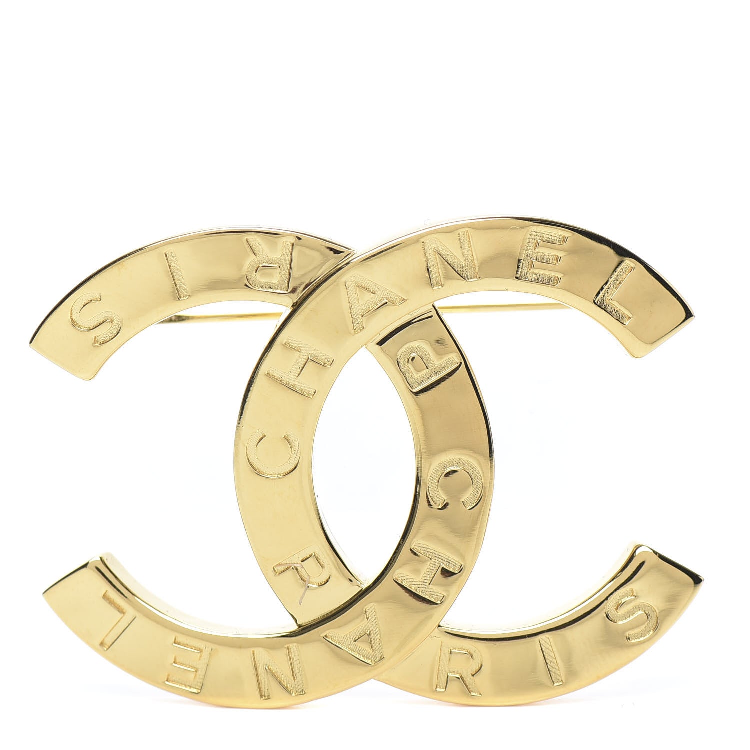 Chanel Metal Paris Button CC Large Brooch Gold 1 of 5