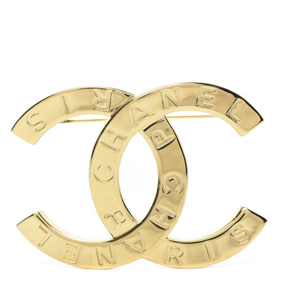 Chanel Metal Paris Button CC Large Brooch Gold 1 of 5