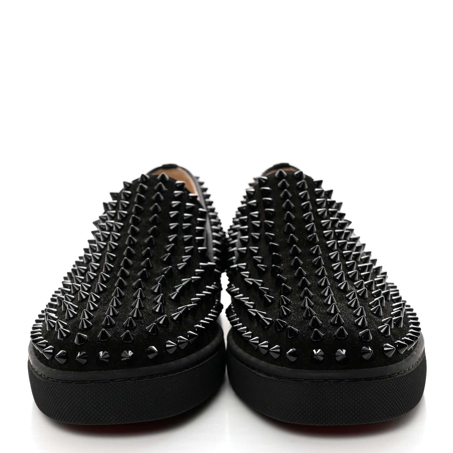 Veau Velours Spikes Mens Roller Boat Flat 43 Black