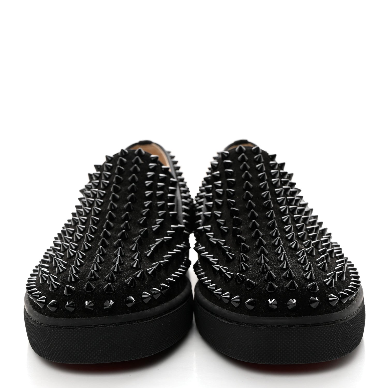 Christian Louboutin Veau Velours Spikes Mens Roller Boat Flat 43 Black 2 of 7