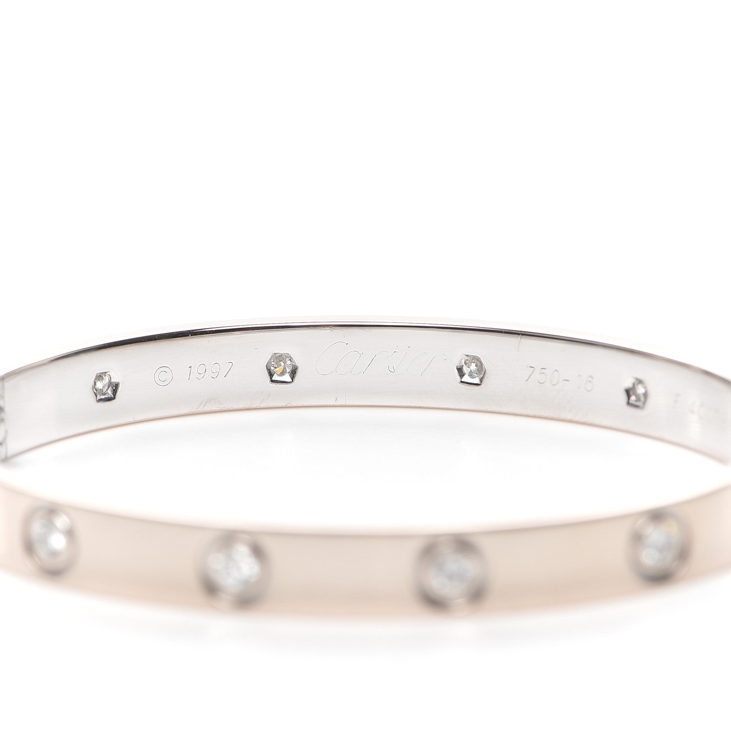 Cartier 18K White Gold 10 Diamond LOVE Bracelet 16 5 of 6