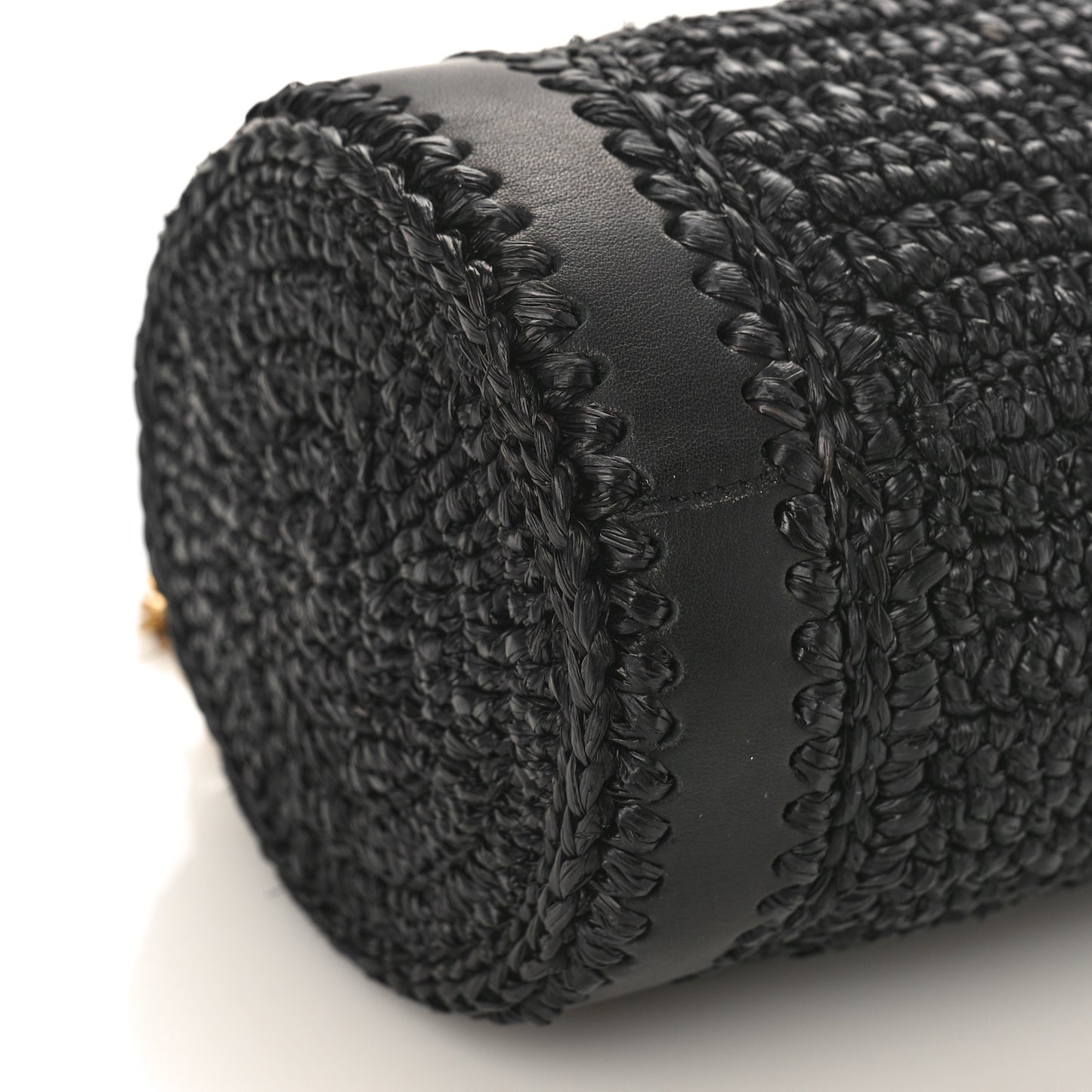 Raffia Monogram Small Cassandre Cylinder Bag Black