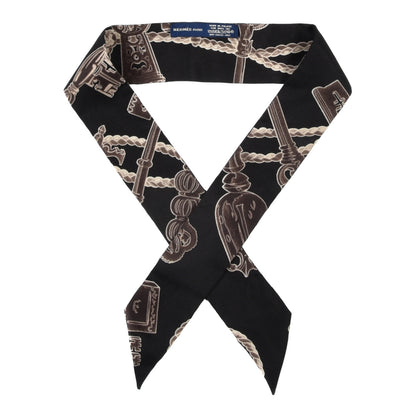 Hermes Silk Les Cles Twilly Black 1 of 3
