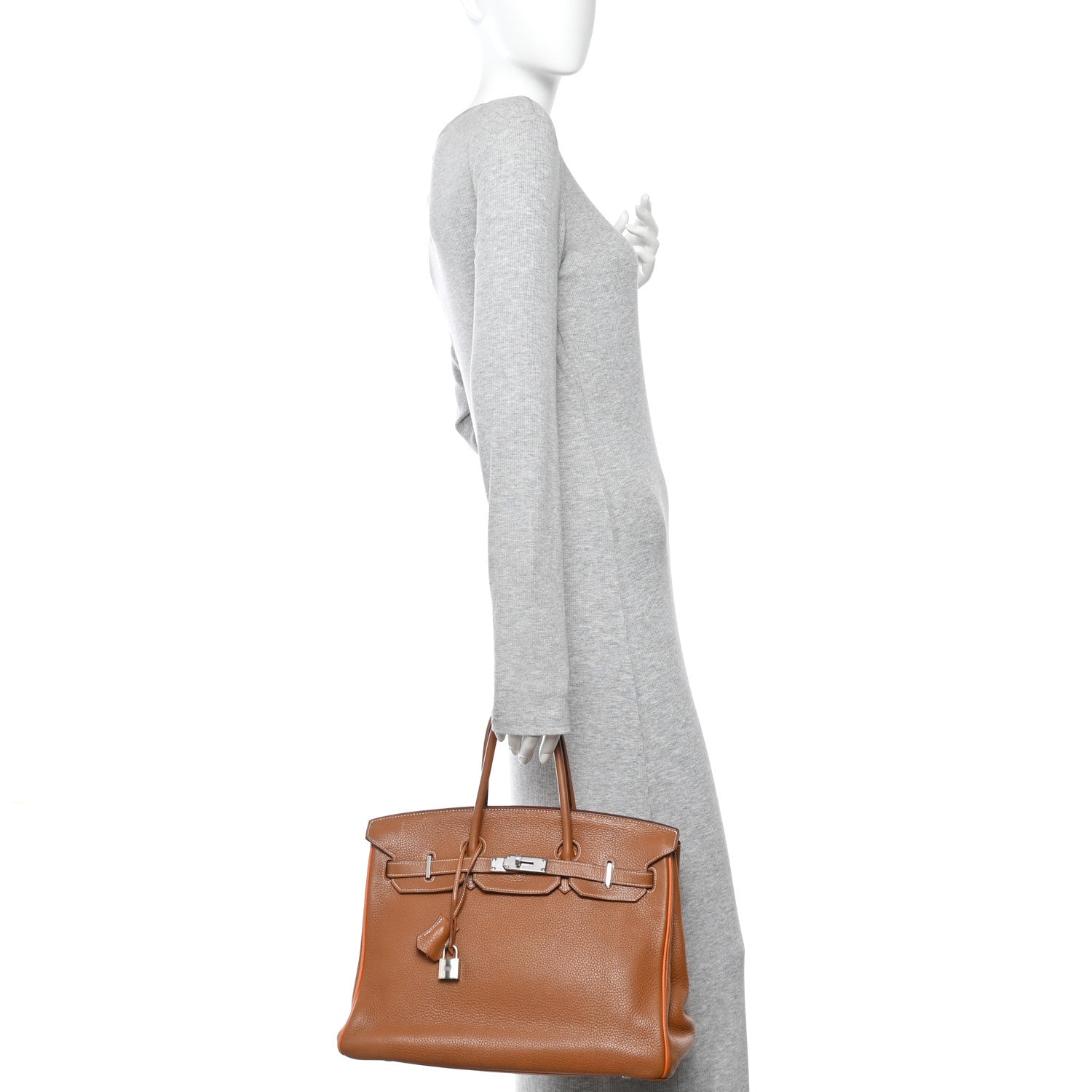 Hermes Togo Horseshoe Birkin 35 Gold Orange 3 of 27