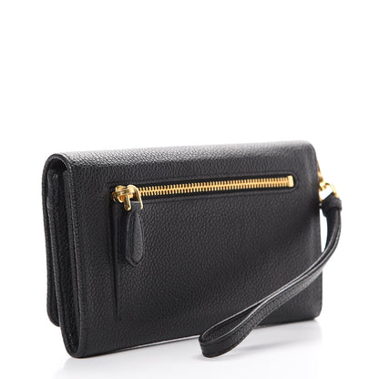 Prada Vitello Grain Wristlet Wallet Black 2 of 7