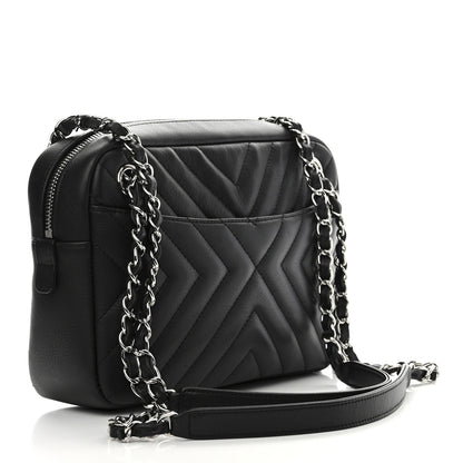 Chanel Calfskin Diagonal Chevron Quilted Tassel Camera Case Black 3 of 12