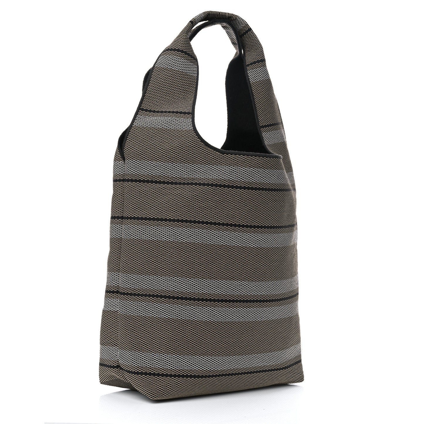 Raffia Striped Logo Tote Bag Beige Optic White Black