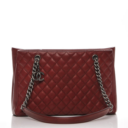 Chanel Caviar Quilted Medium Rock In Rome Tote Dark Red 3 of 9