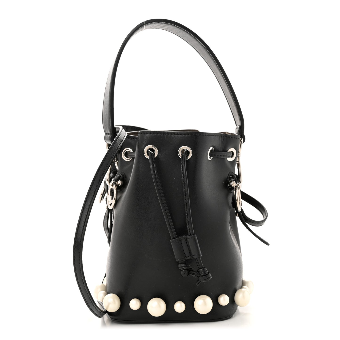 Vitello Liberty Pearl F is Fendi Mini Mon Tresor Bucket Bag Black