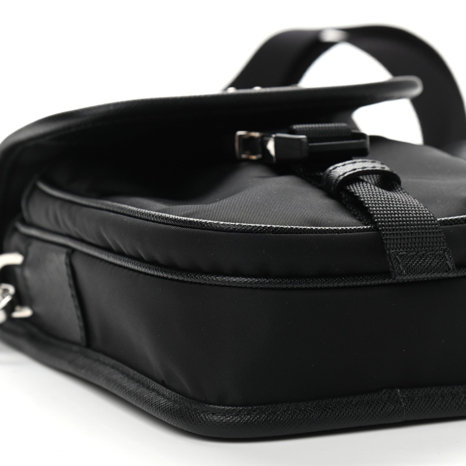 Prada Re-Nylon Saffiano Mini Pocket Single Snap Buckle Messenger Bag Black 9 of 10