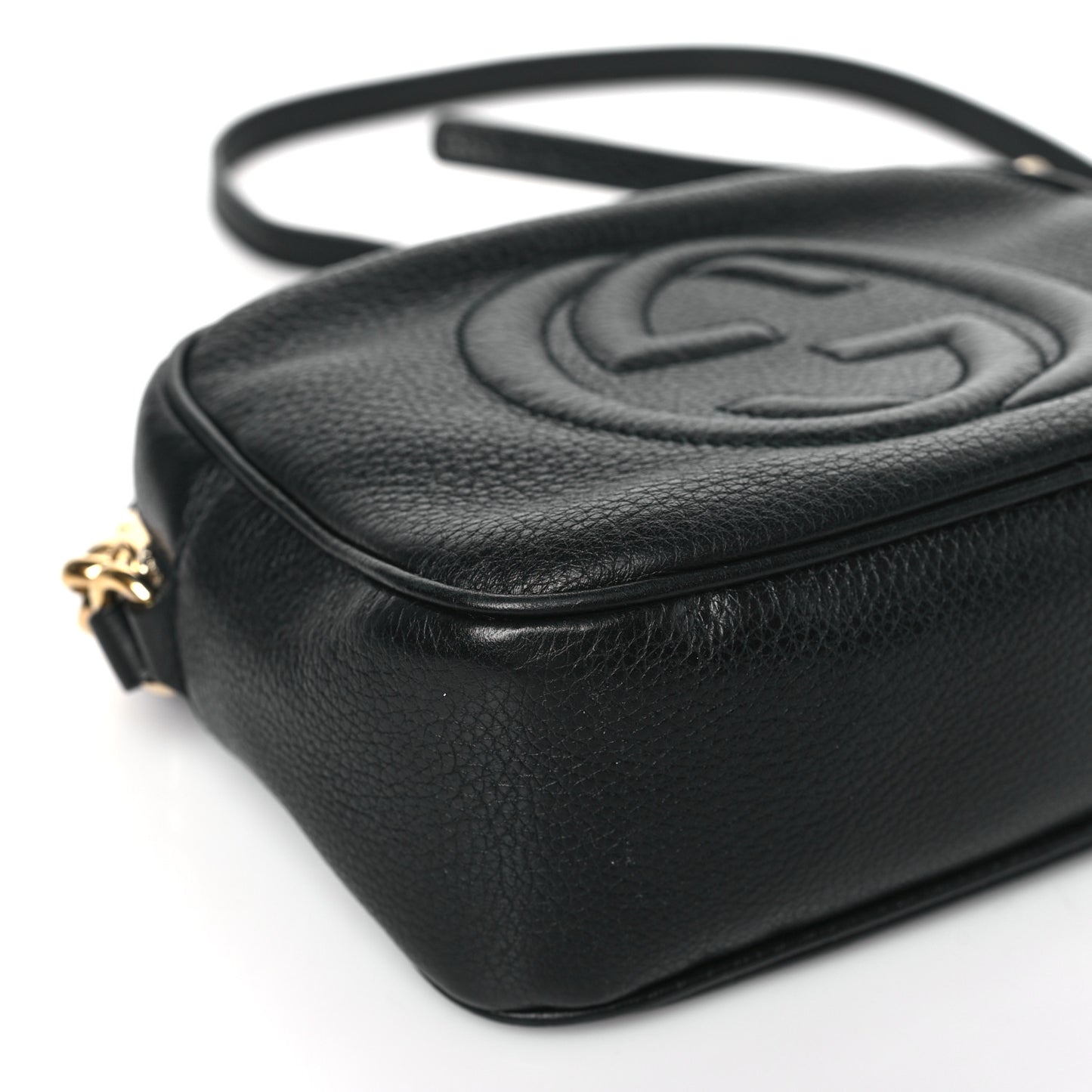 Pebbled Calfskin Small Soho Disco Bag Black
