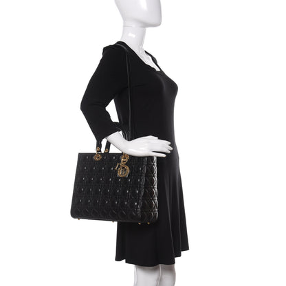 Christian Dior Lambskin Cannage Large Lady Dior Black 2 of 11