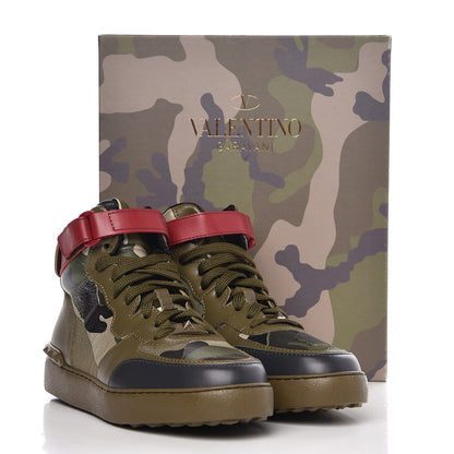 Valentino Garavani Calfskin Canvas Camouflage Rockstud Rock Be Sneakers 39.5 Olive 9 of 10